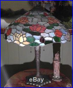 Rare ROYAL ART GLASS leaded lamp Handel Tiffany arts & crafts era