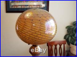 Rare Signed Joe Clearman 1988 Brown Hand Blown Art Glass Table Lamp 23 Tall Euc