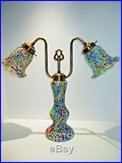 Rare Venetian Fratelli Toso Millefiori Lamp Murano Italian Art Glass Large