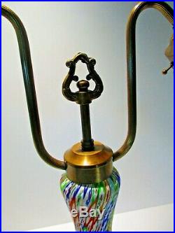 Rare Venetian Fratelli Toso Millefiori Lamp Murano Italian Art Glass Large