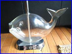 Rare Vintage 60s Winslow Anderson Blenko Hand Blown Clear Glass Fish Lamp