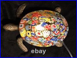 Rare Vtg MCM Millefiori Turtle Shell Table Boudoir Lamp Murano Art Glass Shade