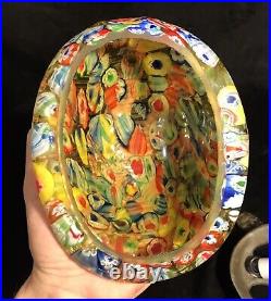 Rare Vtg MCM Millefiori Turtle Shell Table Boudoir Lamp Murano Art Glass Shade