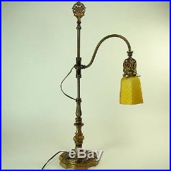 Rembrandt Adjustable Table Lamp with Quilted Mother of Pearl Art Glass Shade
