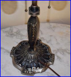 Reverse painted antique 1920s glass lamp Pairpoint Pittsburgh style Arts Crafts