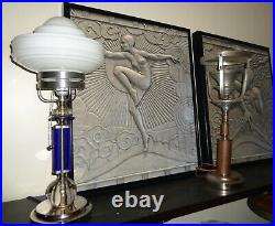 Rhapsody in Blue 1930 Art Deco Machine Age Cobalt Blue Lamps