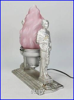 SALE! Gorgeous Art Nouveau Silver Tone Torch Table Lamp