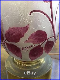 SALE Legras French Art Deco Period Cameo Glass Table Lamp Vintage