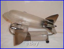 SARSAPARILLA Frosted Glass & Chrome Airplane Lamp Art Deco Design
