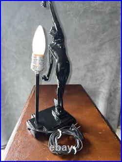 SARSAPARILLA LAMP GLASS MOON LADY #132 AFTER FRANKART NUDE NYMPH Art Deco VTG