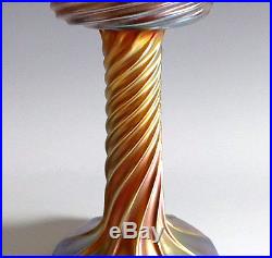 Signed 1910 Tiffany Favrile Glass Candle Lamp Base Vase No Reserve