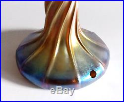 Signed 1910 Tiffany Favrile Glass Candle Lamp Base Vase No Reserve