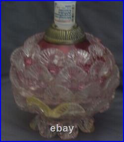 SII X English Shells Art Glass Miniature Kerosene Antique Oil Lamp Base AS IS