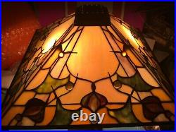 STAINED GLASS IRRIDESCENT MISSIONS LAMP SHADE 17 Diameter