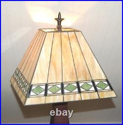 STAINED GLASS LAMP Bronze Prairie Arts & Crafts Mission Square Shade Modern