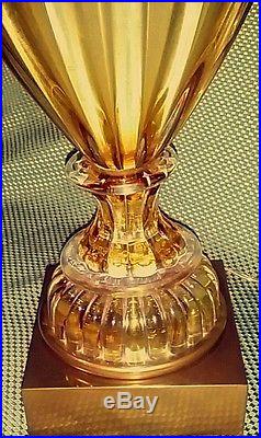 SUPERB Vintage 50s 60s Marbro MURANO ART Ribbed GLASS LAMP HOLLYWOOD REGENCY