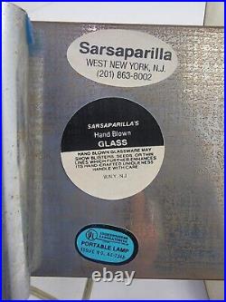 Sarsaparilla Vintage Art Deco Colbalt Blue Glass Air Plane Table Lamp