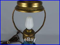 Scarce L C T Tiffany Favrile Blue Art Glass Candle Stick Lamp Base ca. 1910