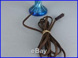 Scarce L C T Tiffany Favrile Blue Art Glass Candle Stick Lamp Base ca. 1910