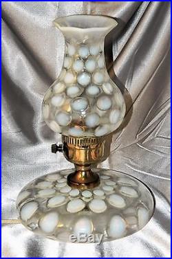 Scarce VINTAGE FENTON Glass French OPALESCENT COIN DOT Electric LAMP