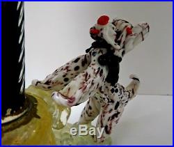 Seguso Murano Art Glass Clown Lamp With Dog At Feet Climbing Up Lamppost 60's