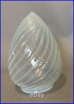 Set of 3 Matching Antique Opalescent Swirled Art Glass Teardrop Lamp Shades