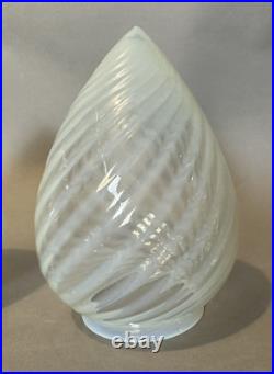 Set of 3 Matching Antique Opalescent Swirled Art Glass Teardrop Lamp Shades