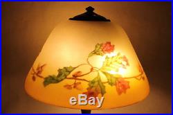 Signed Antique Arts & Crafts Reversed Painted Glass HANDEL Table Lamp Shade NR