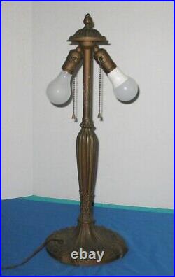 Signed Antique Royal Art Glass co Art Nouveau table lamp base 23.5 tall