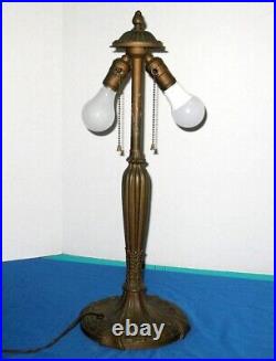 Signed Antique Royal Art Glass co Art Nouveau table lamp base 23.5 tall