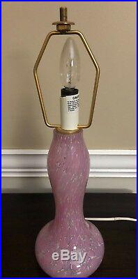 Signed La Rochere French Art Glass Pink & White Cased Glass Lamp