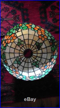 Signed Miller leaded glass lamp Handel Tiffany arts & crafts slagg glass era