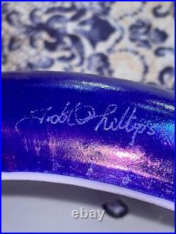 Signed Todd Phillips Art Gl@ss Feather Iridescent Round Lamp Shade 12 x 7