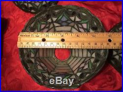 Six Matching Mission Arts & Crafts Style Leaded Glass 4 Chandelier Lamp SHADES