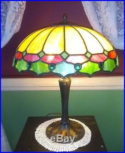 Slag leaded Glass Lamp Antique Empire Handel Tiffany arts & crafts Victorian