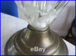 St Clair Art Glass Lamp 2 Paperweight Bulb White Trumpet Flowers