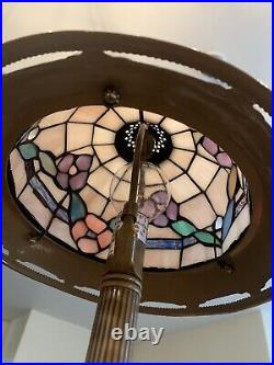 Stained Glass Floral Art Deco Electric Lamp Tiffany Style Metal Base 21