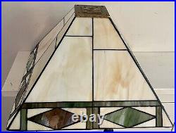 Stained Glass Lamp Shade 14 Art & Craft Mission Style EUC