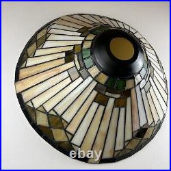 Stained Glass Lamp Shade, Art Deco Style, Hanging Lamp, Slag Glass, 14 Wide