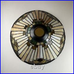 Stained Glass Lamp Shade, Art Deco Style, Hanging Lamp, Slag Glass, 14 Wide