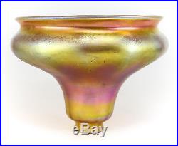 Steuben Art Glass Lamp Shade c1920 Gold Aurene Iridescent glass, subtly fluted