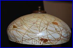 Steuben Art Glass Lamp with Hearts and Vines White Gold Small