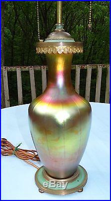 Steuben Aurene Art Glass Table Vase Lamp Antique Nouveau