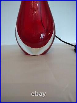 Studio Art Glass Red UK Wired Table Lamp Murano Sommerso