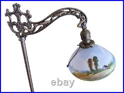 Stunning Antique Bridge Lamp, Floor Lamp c1920 Art Glass Shade