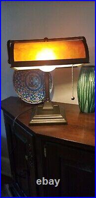 Stunning Arts & Crafts Mica Tensor Bronze Tone Metal Swivel Bankers Lamp GREAT