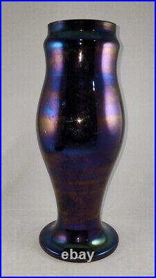 Stunning Hand-blown Art Glass Black Iridescent Tall Table Lamp Body 13.75