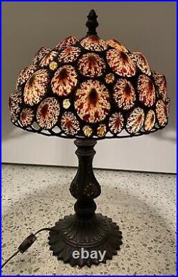 Stunning Leaded Sea Shell Table Lamp Art Nouveau Style Table Lamp 17.5h x 10w