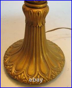Superb Antique American ART NOUVEAU Slag Glass Lamp c. 1910 panel leaded