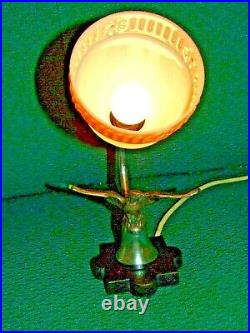 Superb Eagle Art Deco Table Lamp Glass Shade Original Rare Antique 1930's